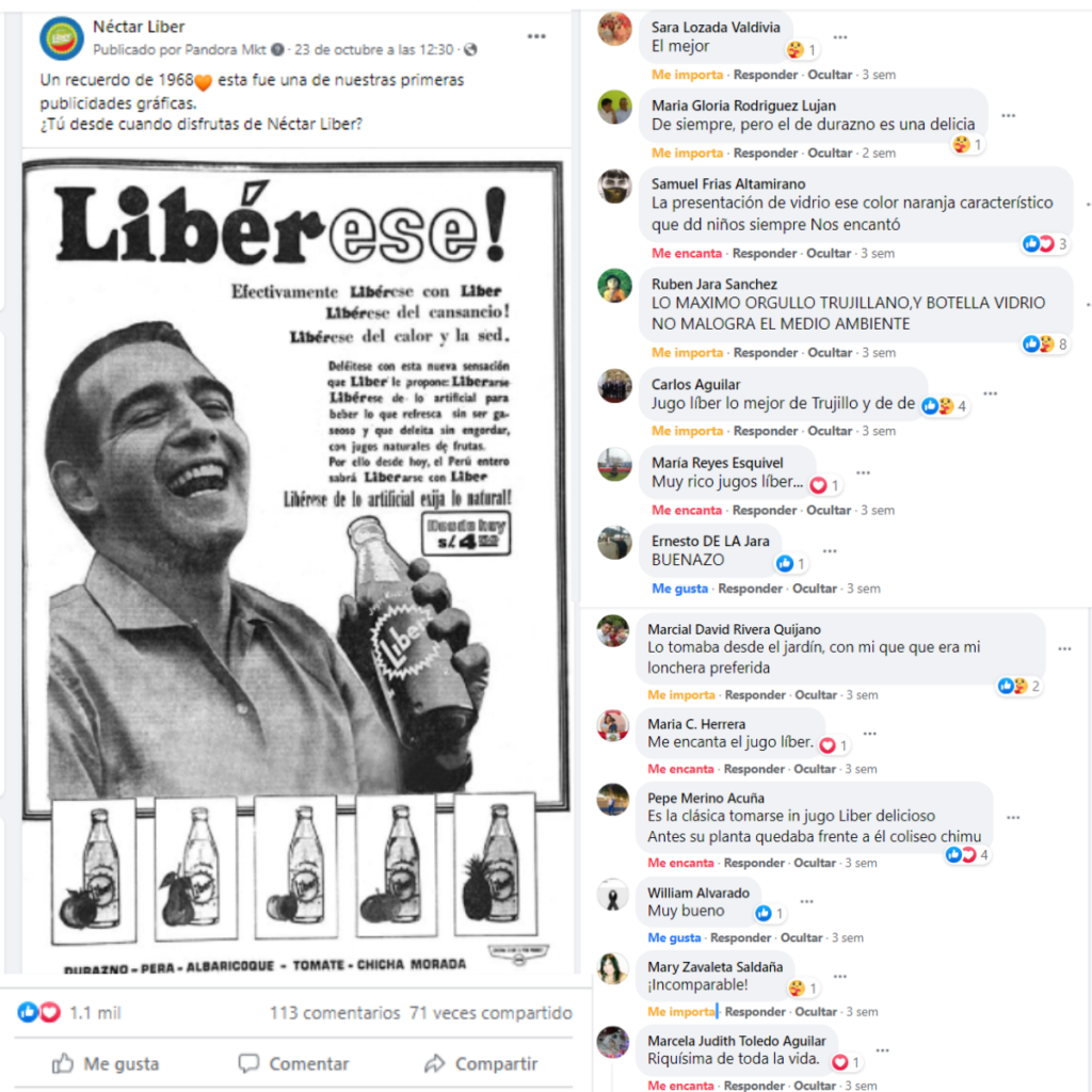 foto publicación de facebook nectar líber como parte de sus redes sociales