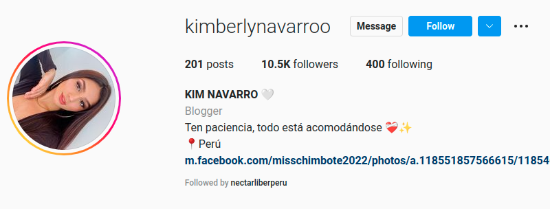 perfil kimberly navarro instagram
