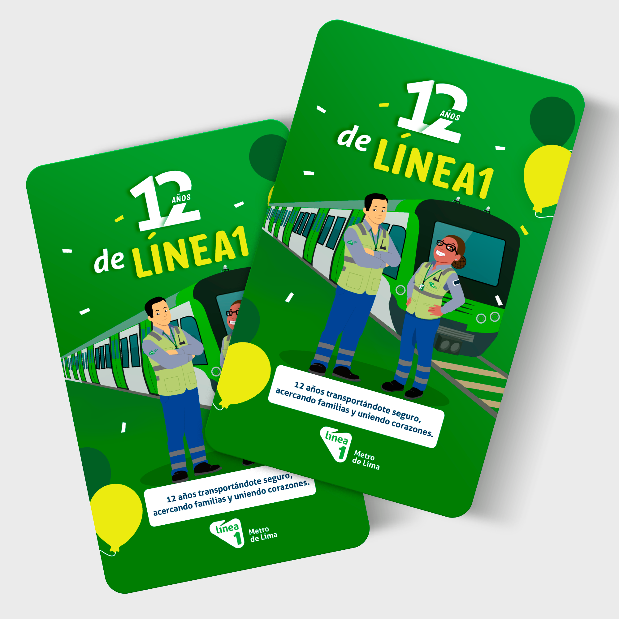 Diseño gráfico de tarjeta para el aniversario de Línea 1.