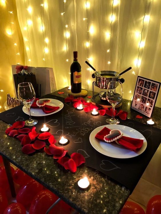 Idea de cena romántica en casa